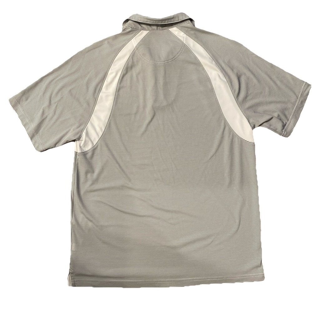 Greg Norman Men's Golf Polo Large Grey White Striped Shark Tasso Elba Play-Dry - Picture 3 of 9